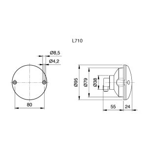 1 FEU ROND 710 BL CLIGNOTANT JOKON TRANSPARENT
