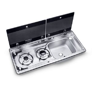 COMBINE CUISSON 2 FEUX/EVIER COUV VERRE EVIER A DROITE