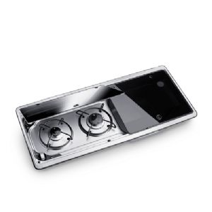 COMBINE CUISSON 2 FEUX/EVIER COUV VERRE EVIER A DROITE