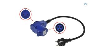 1 ADAPTATEUR SHUCKO + FICHE FEMELLE CEE + CABLE 40 CM