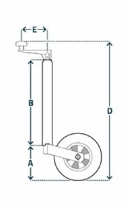 1 ROUE JOCKEY Ø48 CHAPE DROITE JANTE ACIER