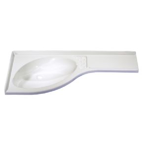 1 LAVABO D'ANGLE BLANC AVEC ÉGOUTTOIR À DROITE