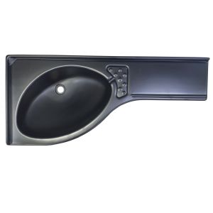 1 LAVABO D'ANGLE NOIR SATINÉ AVEC ÉGOUTTOIR À DROITE