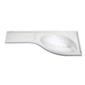 1 LAVABO D'ANGLE BLANC AVEC ÉGOUTTOIR À GAUCHE