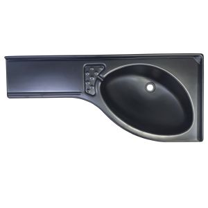 1 LAVABO D'ANGLE NOIR SATINÉ AVEC ÉGOUTTOIR À GAUCHE
