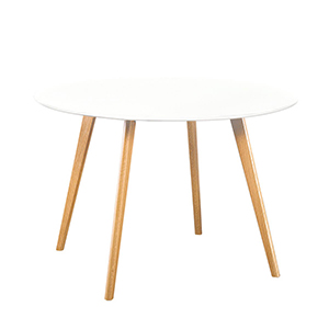 1 TABLE REPAS RONDE Ø120CM HT 75CM LAQUEE BLCHE PIEDS CHENE