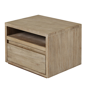 1 CHEVET EN TECK MASSIF 1 NICHE 1 TIROIR 50X40X35CM*