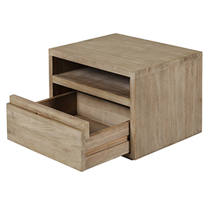 1 CHEVET EN TECK MASSIF 1 NICHE 1 TIROIR 50X40X35CM*