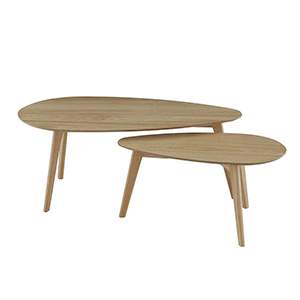 2 TABLES BASSES GIGOGNES EN CHENE 100X50X40 + 70X50X35