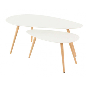 2 TABLES BASSES GIGOGNES BLANCHES 116X66X45 + 75X43X39