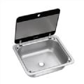 1 CUVE AVEC COUVERCLE GRIS INOX DIM 410X335X125