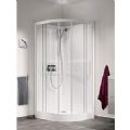 1 CABINE DE DOUCHE 1/4 ROND 80CM PORTES VERR COULS RECEV 9CM