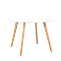 1 TABLE REPAS RONDE Ø120CM HT 75CM LAQUEE BLCHE PIEDS CHENE