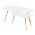 2 TABLES BASSES GIGOGNES BLANCHES 116X66X45 + 75X43X39