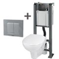 1 PACK WC SUSPENDU COMPLET BATI+PLAQUE+CUVETTE+ABATTANT